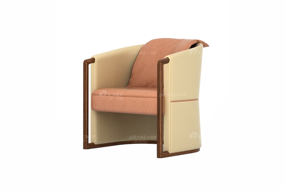 新中式風格家具高端會所家具品牌簡約風格客廳時尚生態皮藝休閑椅