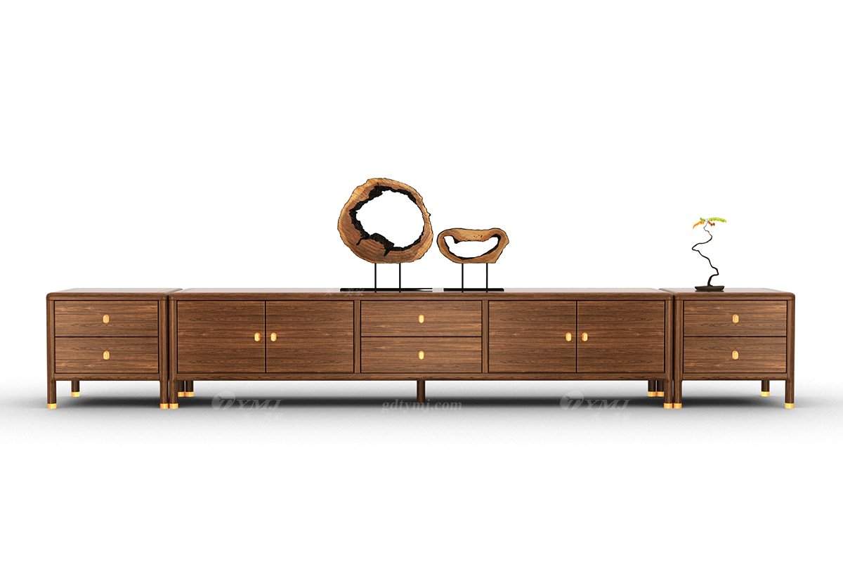 新中式風格家具高端會所家具品牌簡約美觀臥室家具極簡實木電視柜地柜H-XJDGD電視柜