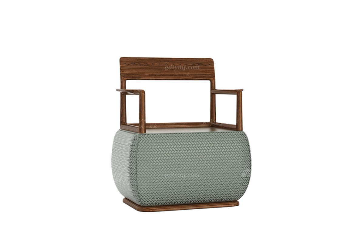 新中式風(fēng)格家具高端會(huì)所家具品牌簡約茶室家具實(shí)木+藤編生態(tài)皮藝茶椅