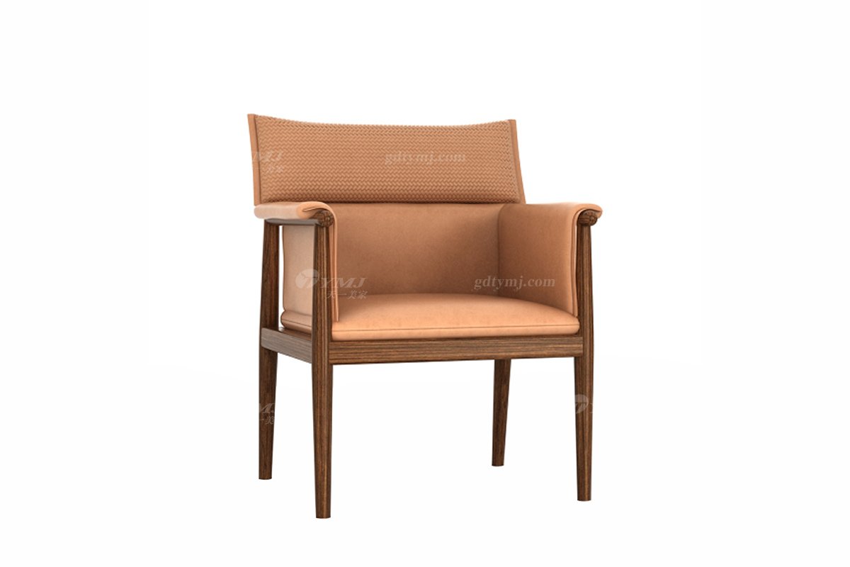 新中式風(fēng)格家具高端別墅家具品牌簡約大氣時(shí)尚書房家具橙色生態(tài)皮藝書椅