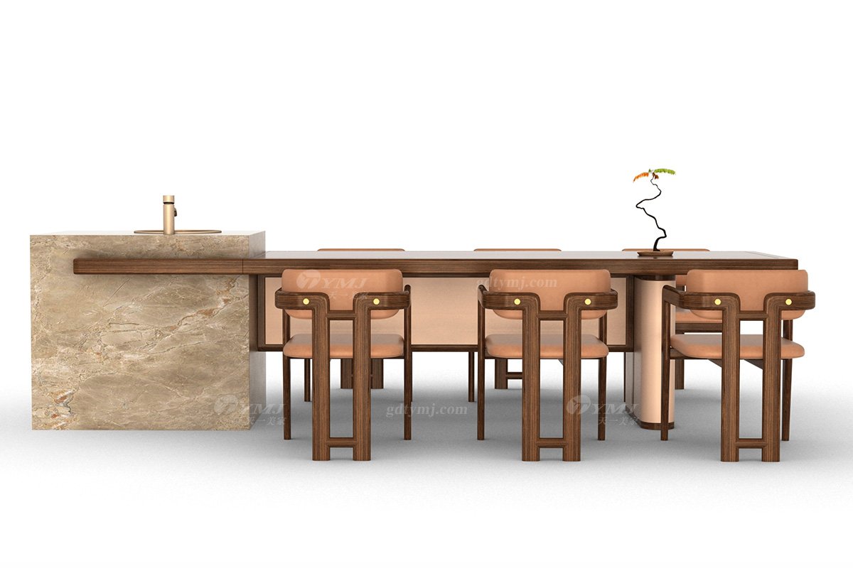 新中式風(fēng)格家具高端別墅家具品牌簡約時尚餐廳家具實(shí)木餐椅H-XMCY餐椅場景