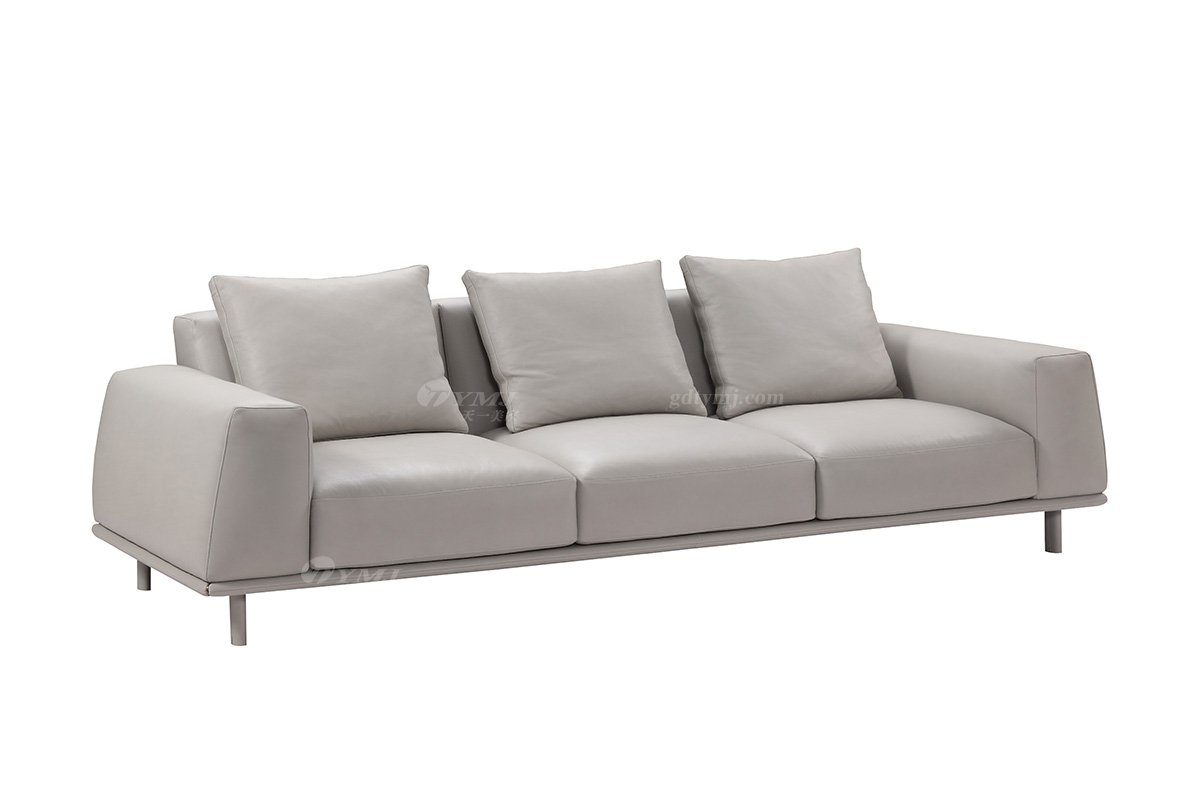 意式極簡風(fēng)格別墅會所家具現(xiàn)代簡約客廳四位沙發(fā)LS1909-46真皮沙發(fā)