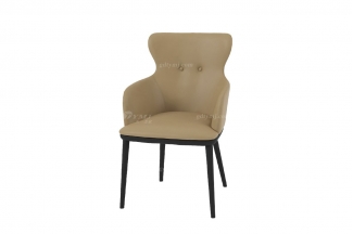 極簡風(fēng)格家具別墅會所舒適高級家用餐廳米黃皮藝餐椅