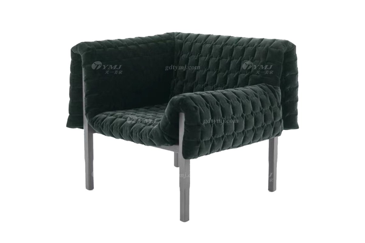 極簡風格家具別墅會所舒適高級時尚家用創意灰色絨布藝休閑椅