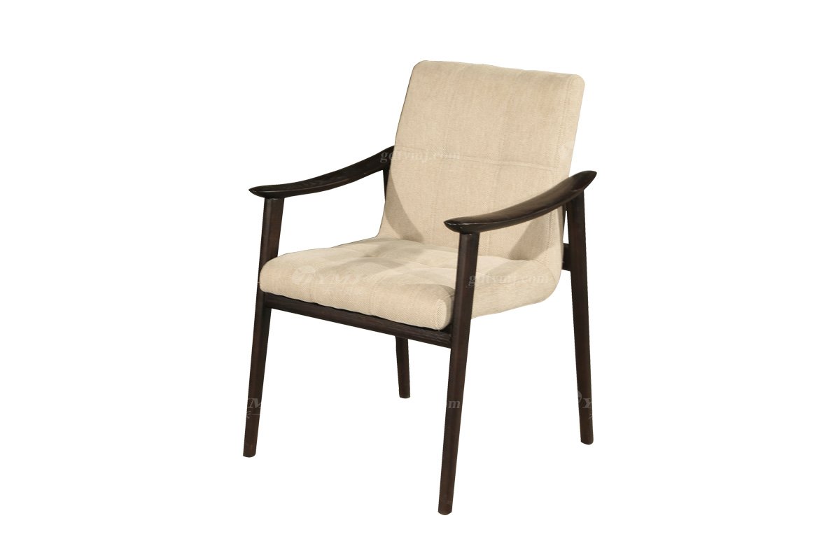 極簡風(fēng)格家具高級別墅會所簡約家用紅橡實木布藝扶手餐椅