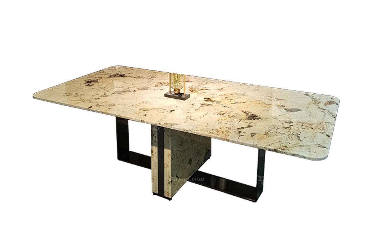 極簡(jiǎn)風(fēng)格家具高級(jí)別墅會(huì)所簡(jiǎn)約家用雪山飛狐大理石長(zhǎng)餐桌