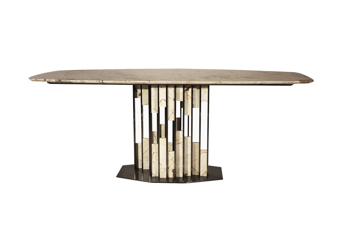 極簡(jiǎn)風(fēng)格家具別墅會(huì)所簡(jiǎn)約家用雪山飛狐大理石長(zhǎng)餐臺(tái)