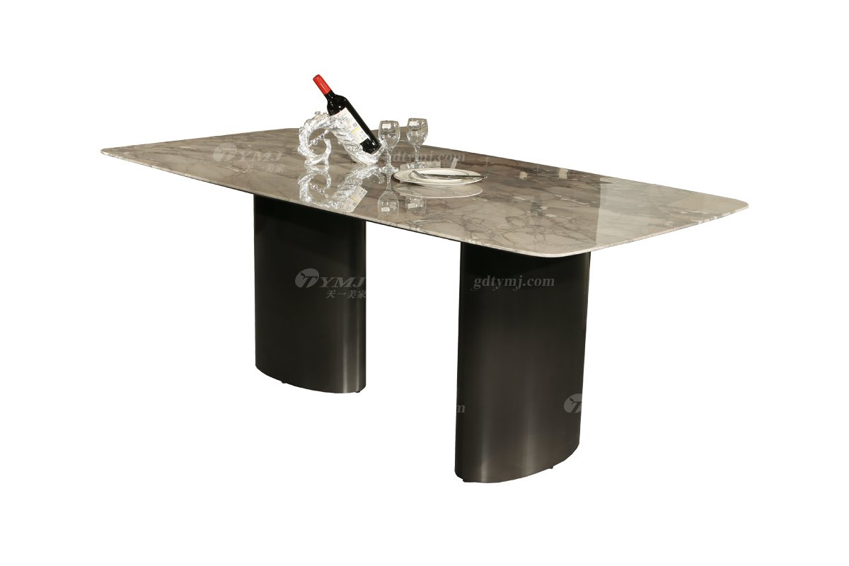 極簡風格家具高端別墅會所簡約大理石面長餐桌