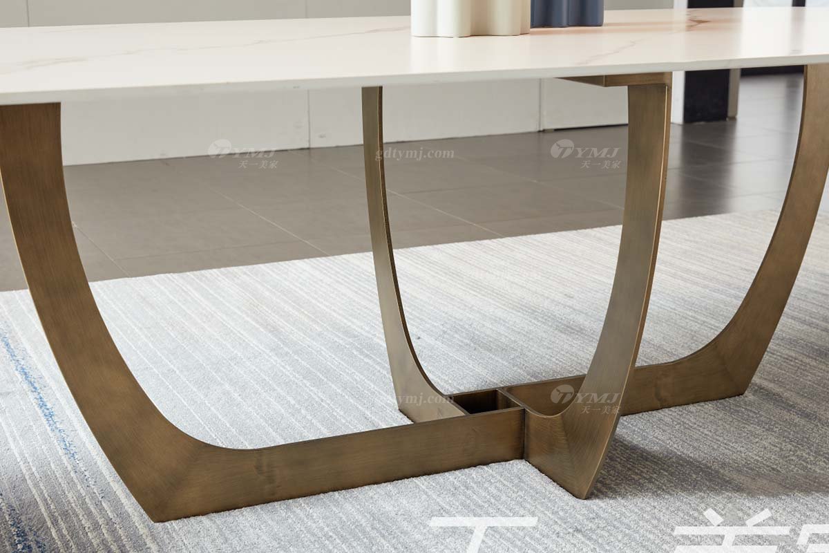 極簡風(fēng)格家具高端別墅會(huì)所大宅時(shí)尚拉絲不銹鋼底+進(jìn)口巖板長餐桌WD604餐桌