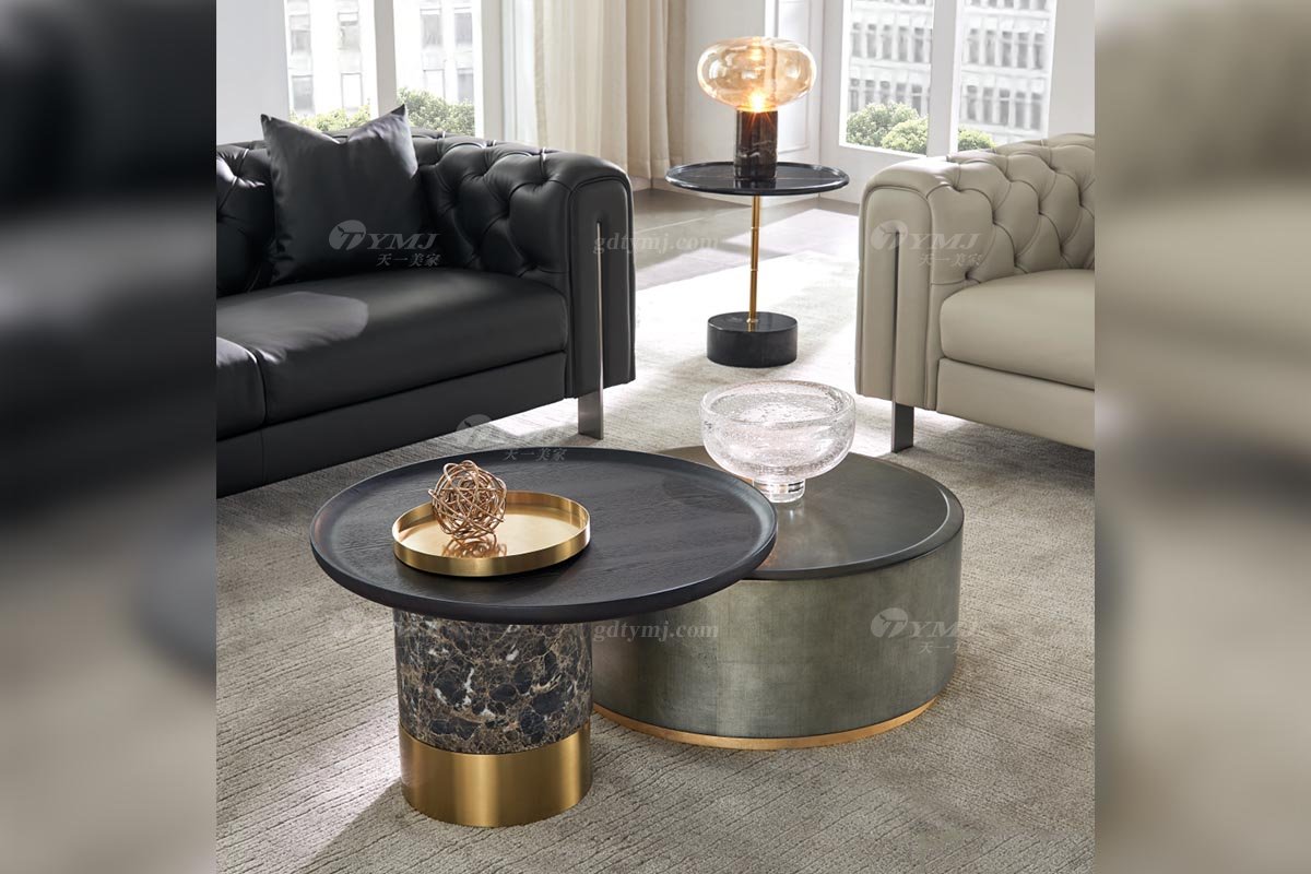 極簡風格家具高端別墅會所大宅時尚拉絲不銹鋼底+E1級環保板茶幾組合WD605茶幾組合