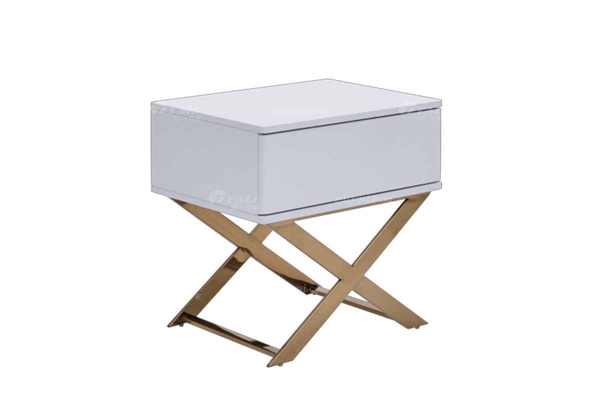 極簡風格家具高端別墅會所大宅簡約時尚E1級環保板+不銹鋼床頭柜