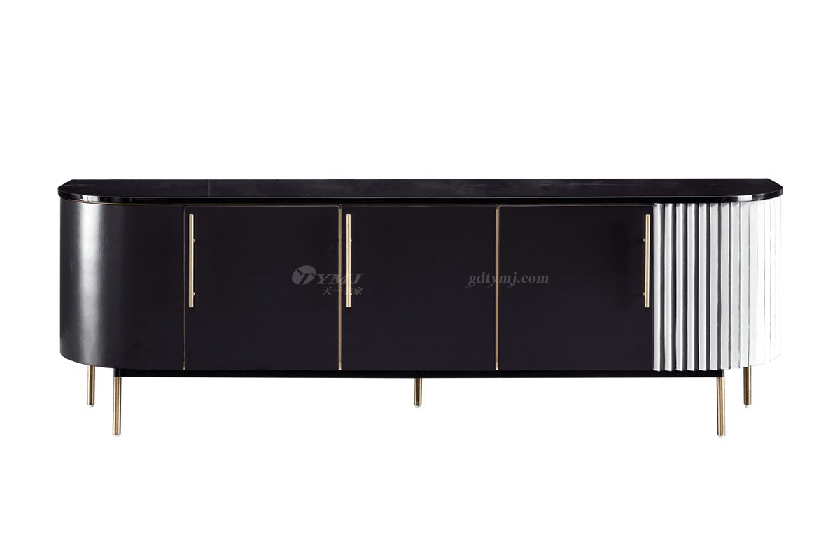 極簡風格家具高端別墅會所大宅時尚E0級環保板+不銹鋼腳黑白相間電視柜