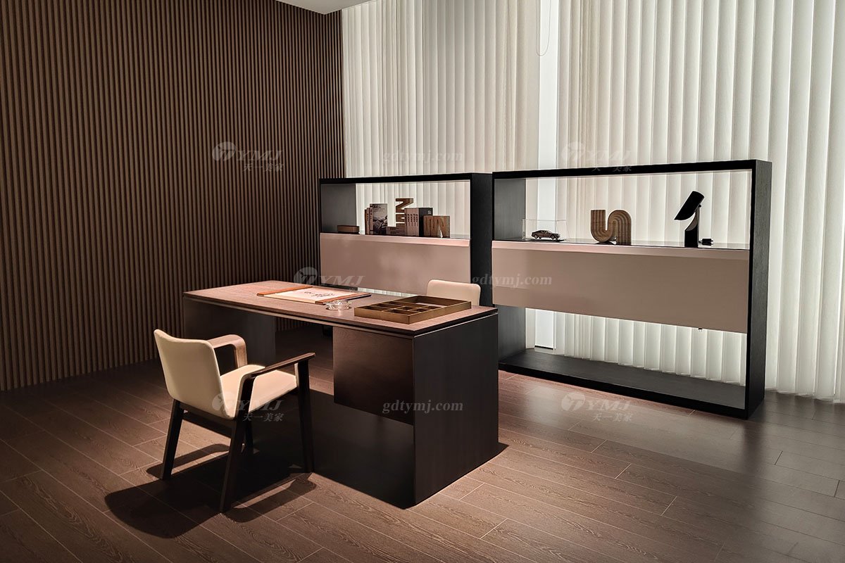 意式極簡風(fēng)格家具時(shí)尚創(chuàng)意莫蘭迪灰亮光+槍黑金書架置物架BRG159書架場景