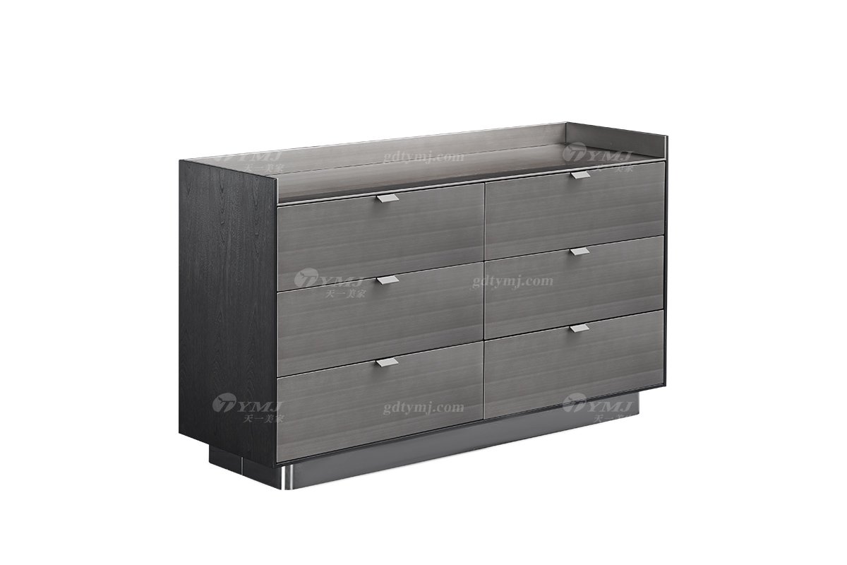 意式極簡風格家具時尚高端大宅家用不銹鋼五金腳金屬六斗柜