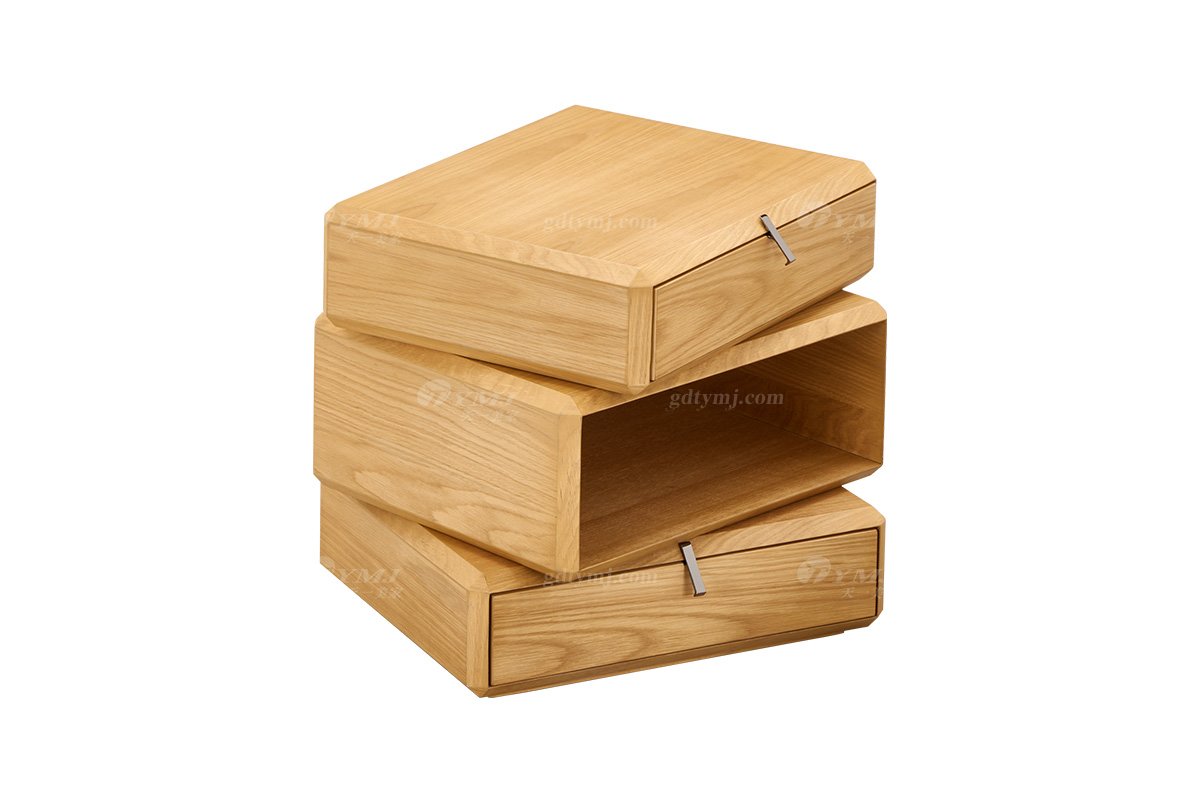 時尚高端意式極簡家具別墅大宅創意白橡木色床頭柜