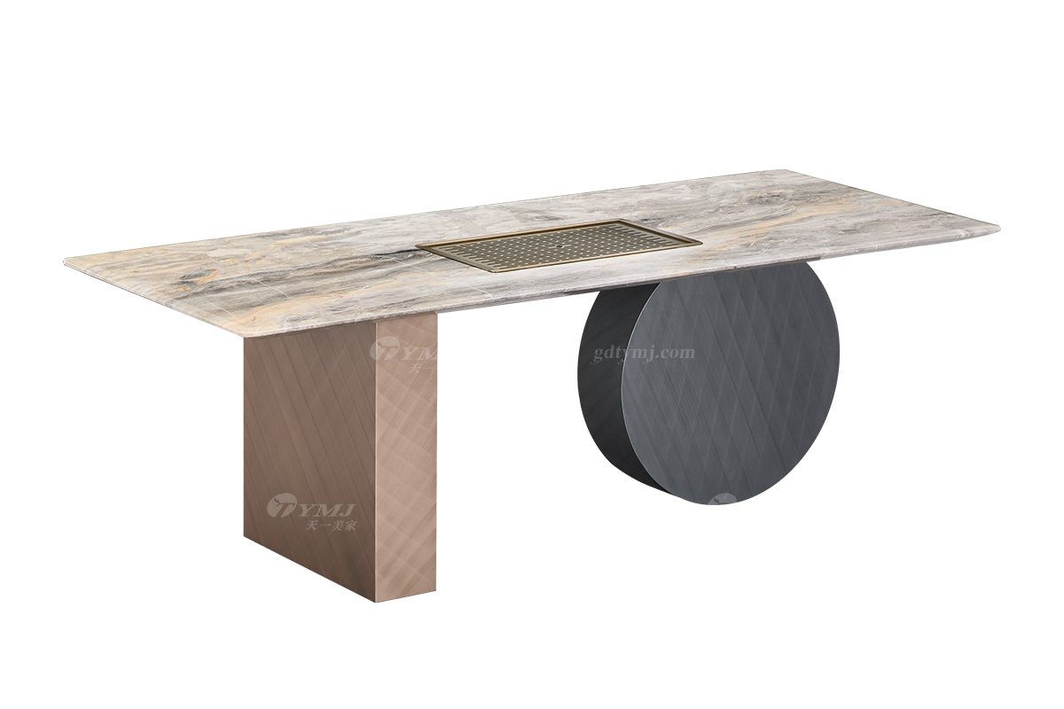 時尚高端意式極簡家具別墅大宅家用創意精致威尼斯棕大理石茶臺