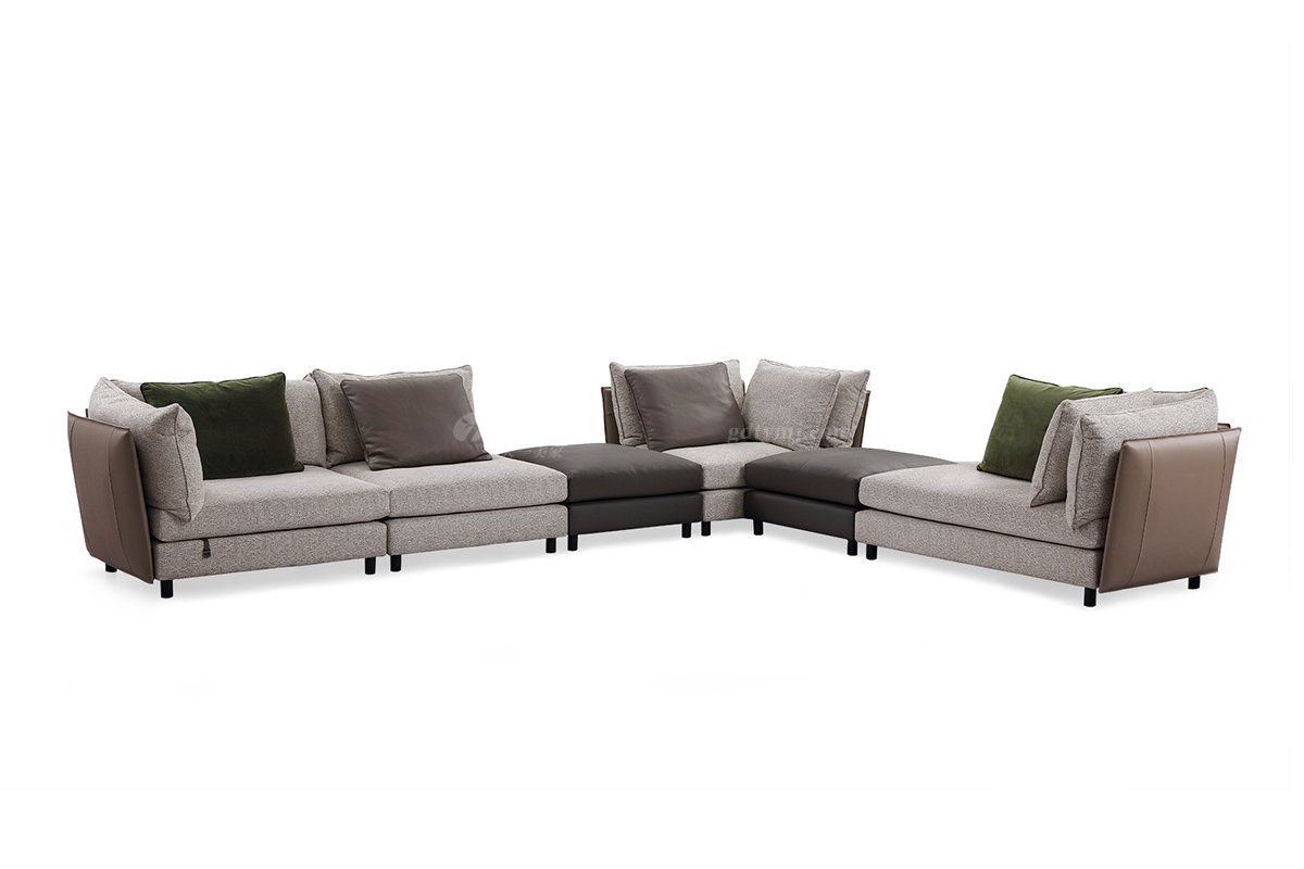 時尚高端現代極簡家具別墅大宅家用真皮布藝結合組合沙發