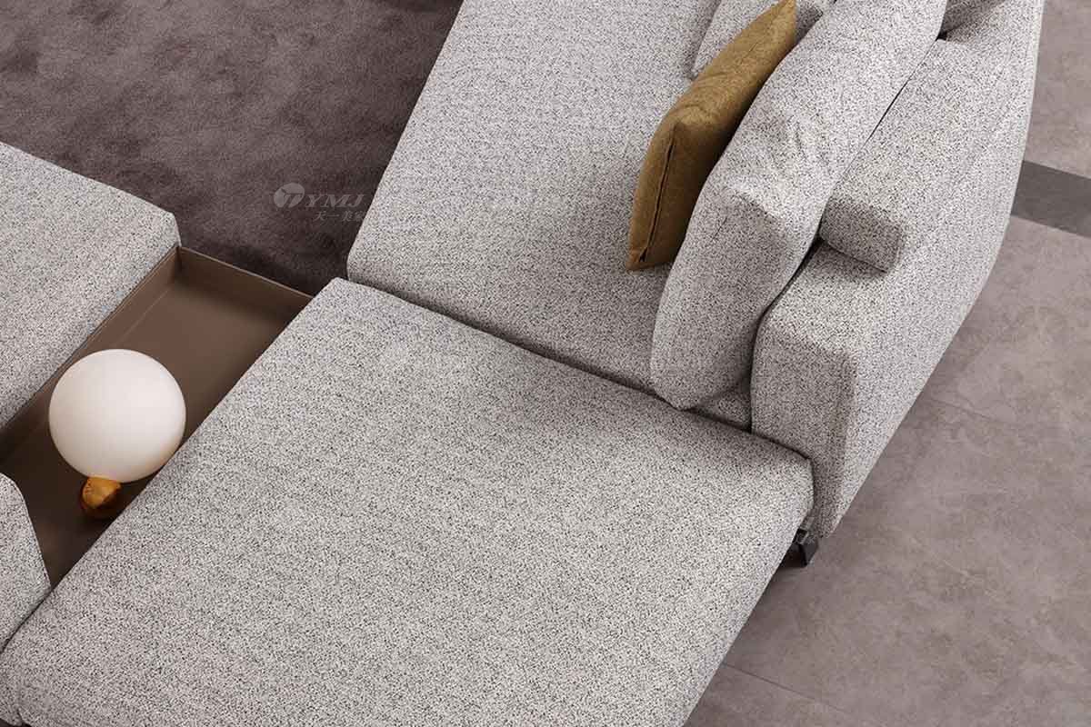 時尚高端現代極簡家具別墅大宅家用舒適皮白色布藝組合沙發F9655沙發組合細節