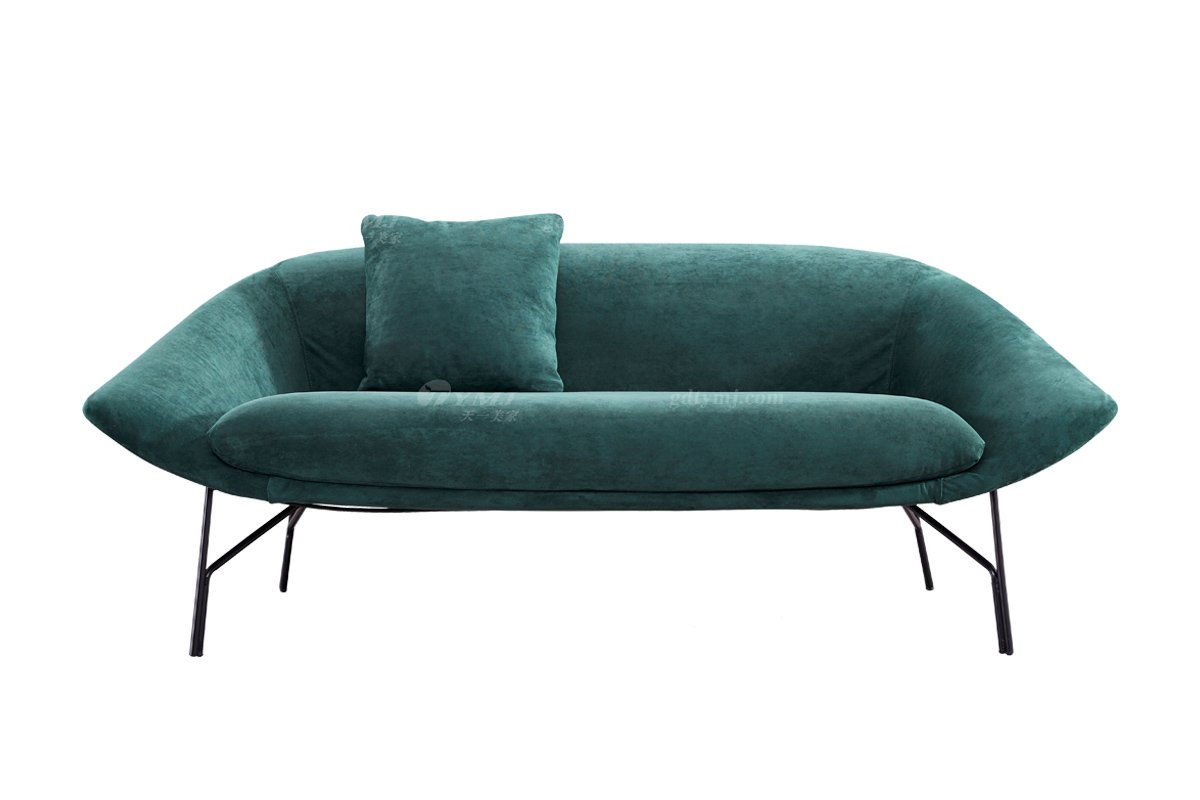 時(shí)尚高端現(xiàn)代極簡(jiǎn)家具別墅大宅舒適創(chuàng)意綠色布藝二位休閑椅