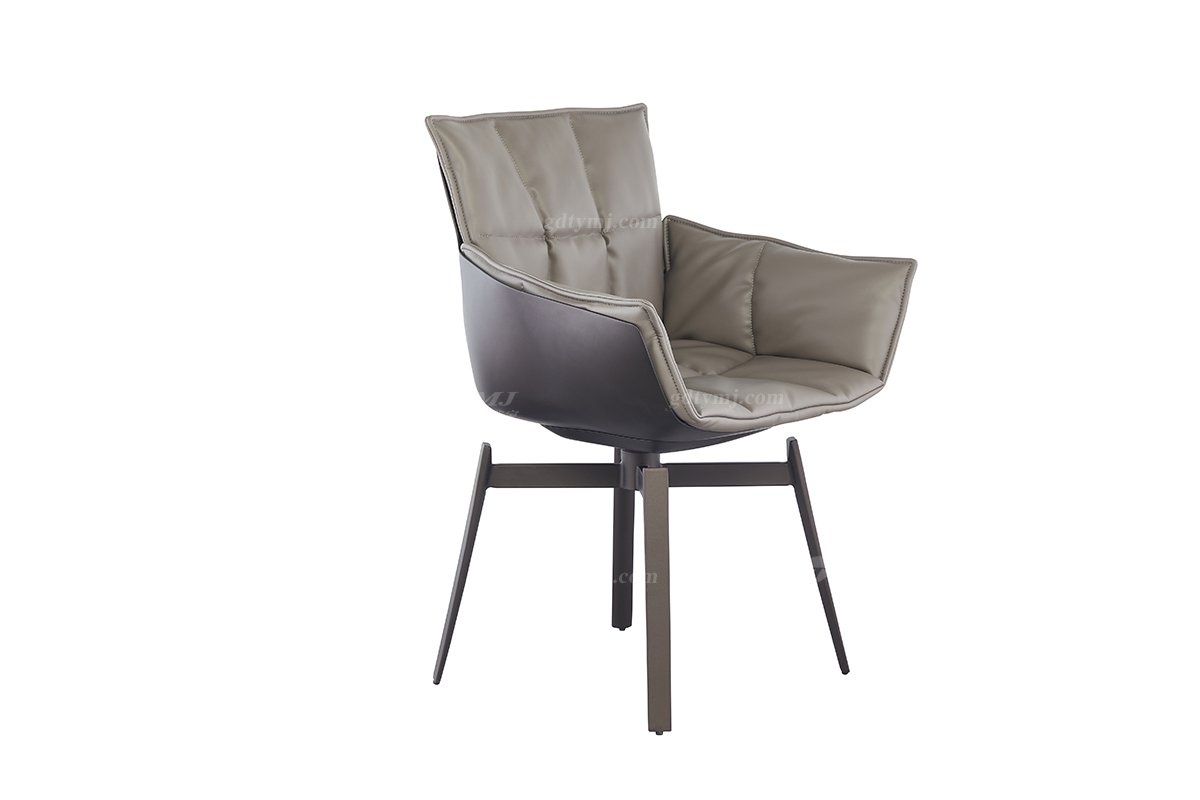 現代簡約家具高端別墅會所家用時尚網紅款真皮餐椅DT819（灰色）