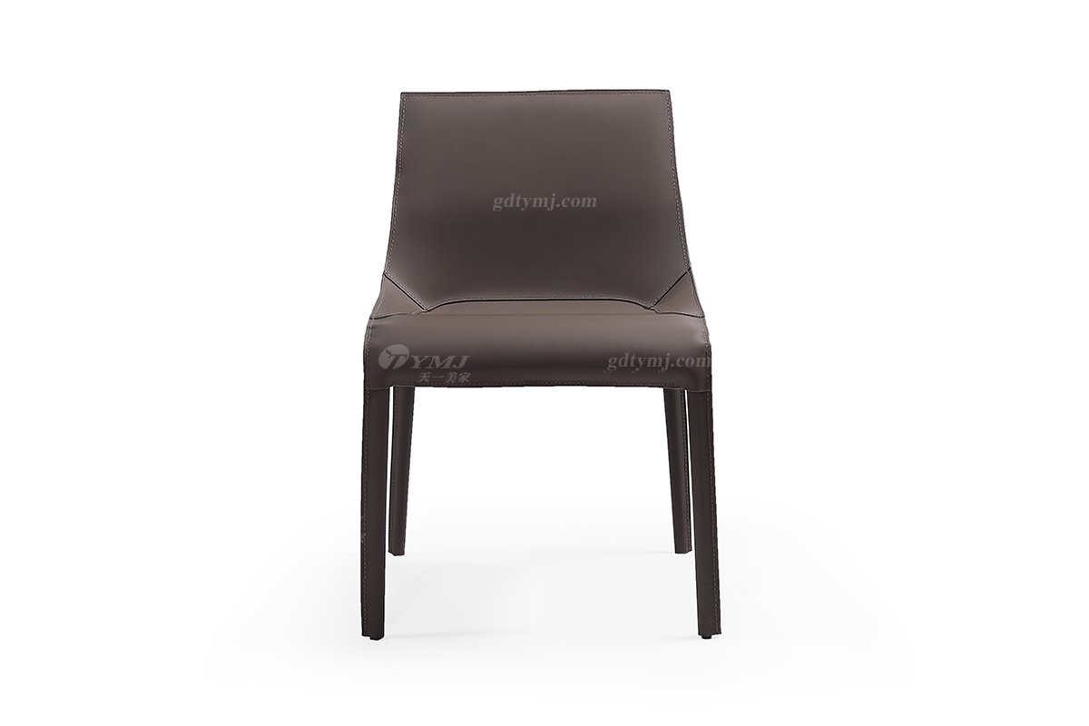  現代簡約家具高端別墅會所家用時尚咖啡色皮藝餐椅