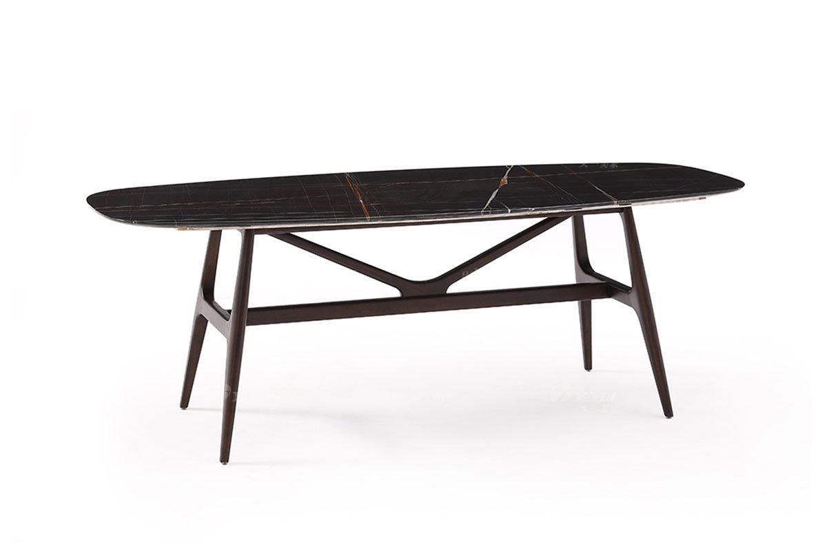  現(xiàn)代簡(jiǎn)約家具高端別墅會(huì)所家用時(shí)尚實(shí)木+巖板臺(tái)面長(zhǎng)餐臺(tái)1903-2