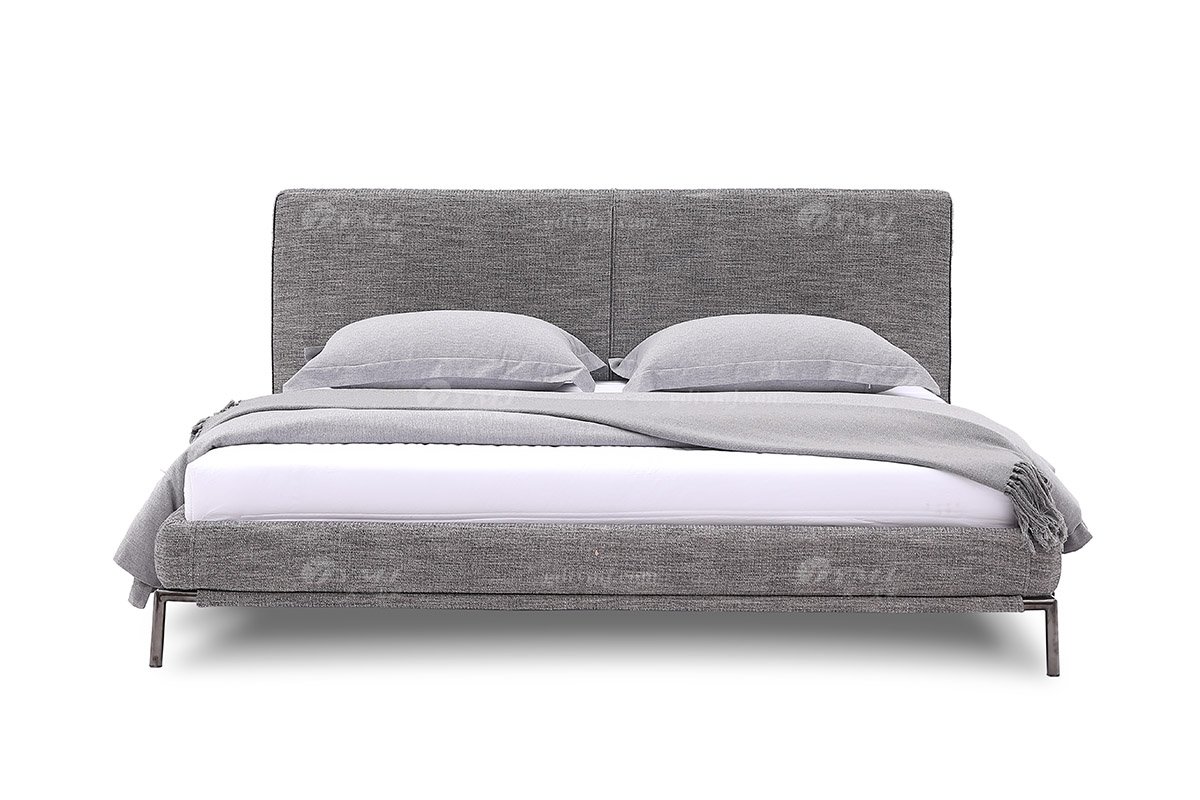  現(xiàn)代簡約家具高端別墅會所家用時尚舒適極簡灰色布藝大床婚床雙人床