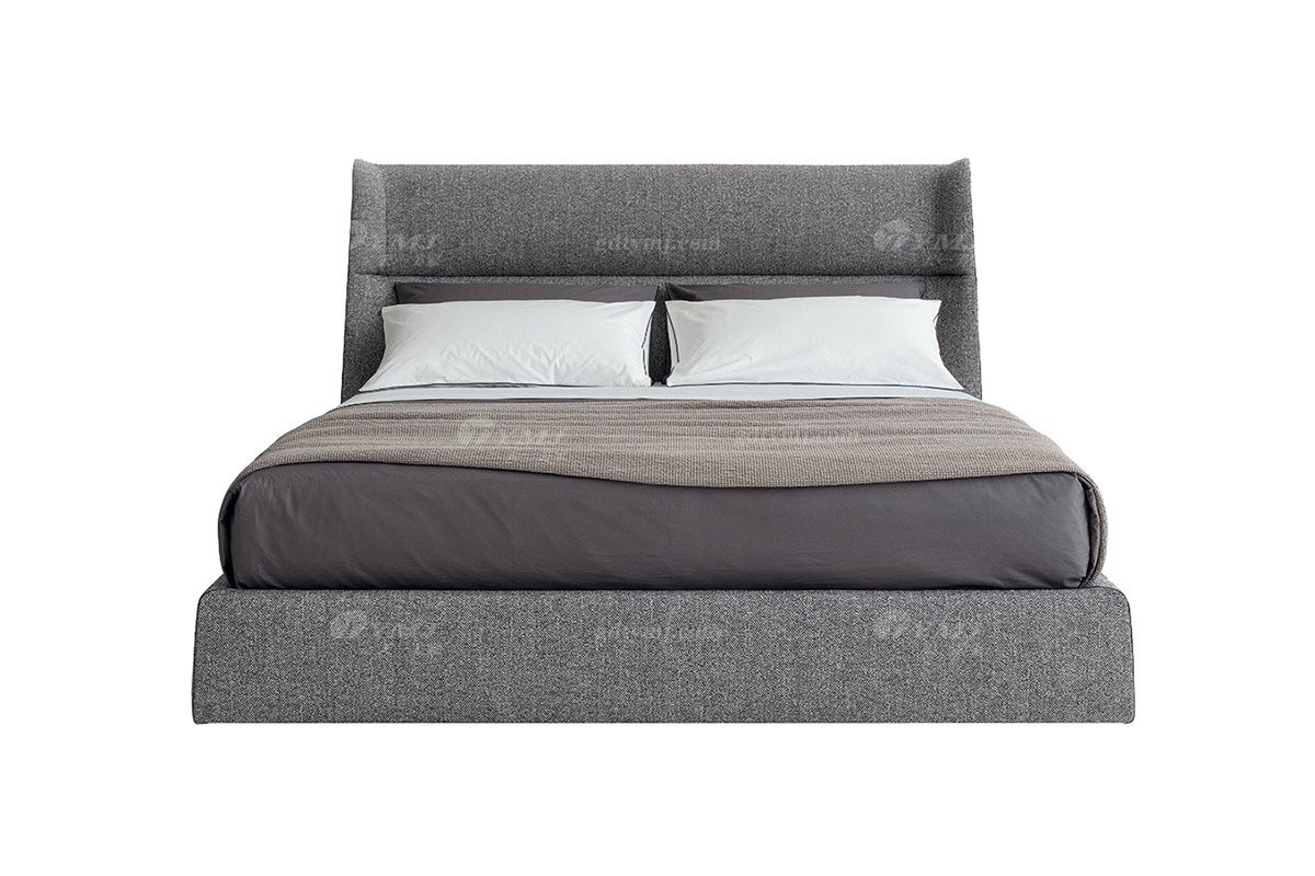  現(xiàn)代簡約家具高端別墅會所家用時尚舒適灰色布藝臥室大床婚床雙人床