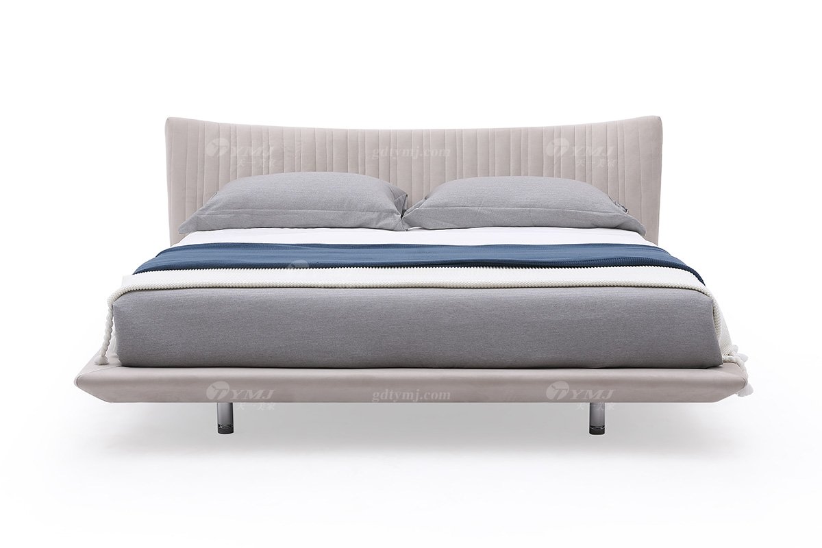  現(xiàn)代簡約家具高端別墅會所家用時尚舒適創(chuàng)意灰色布藝懸浮大床婚床雙人床