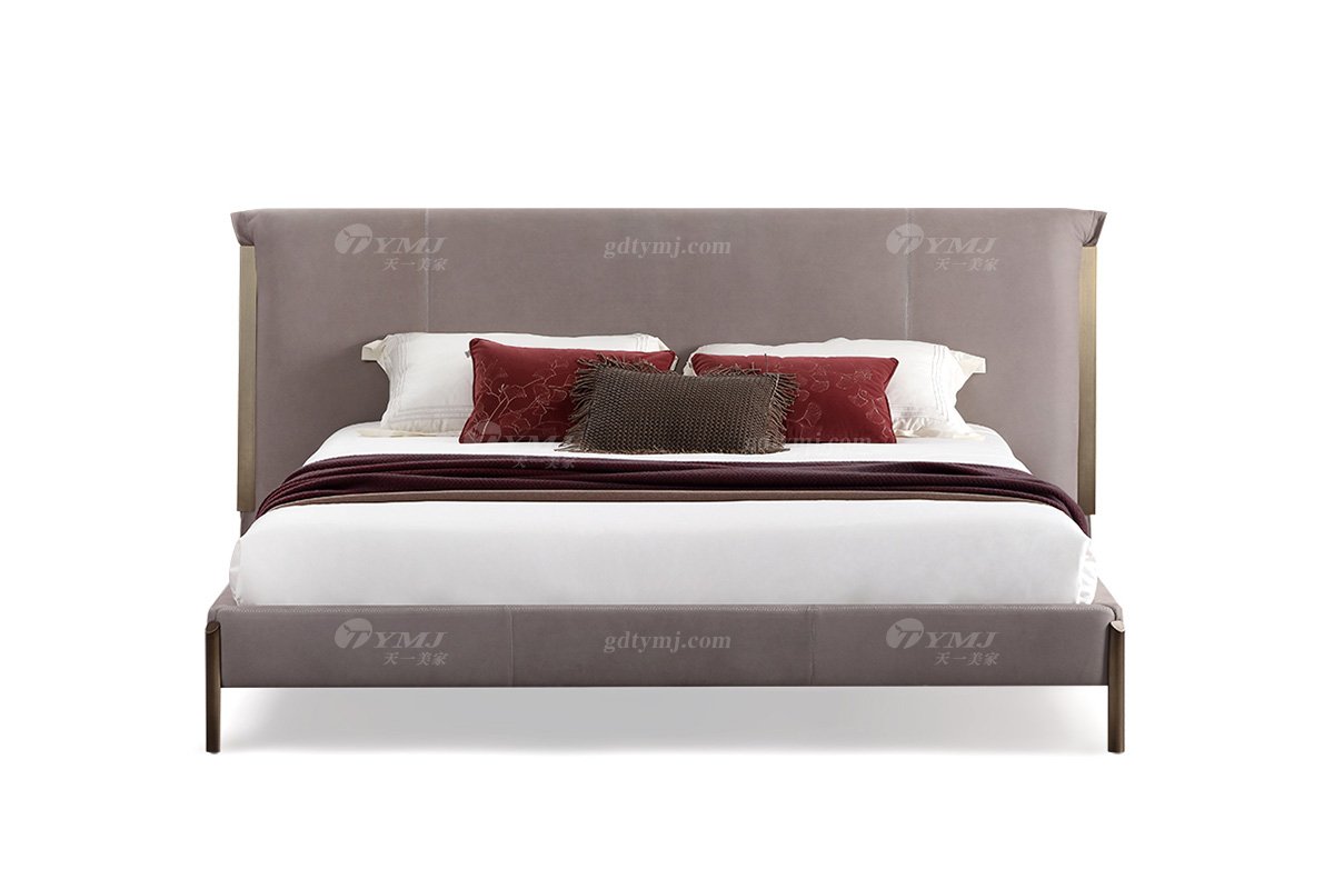  現(xiàn)代簡約家具高端別墅會所家用時尚舒適皮布藝大床婚床雙人床