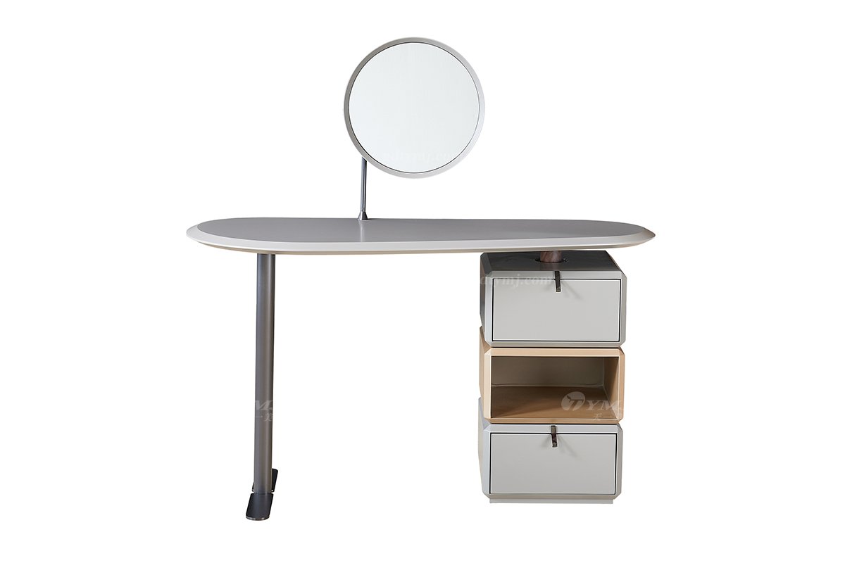  現代簡約家具高端別墅會所家用時尚高級米灰啞光烤漆妝臺書桌