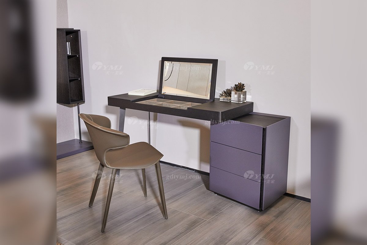  現代簡約家具高端別墅會所家用時尚高級深灰+煙熏妝臺3121場景