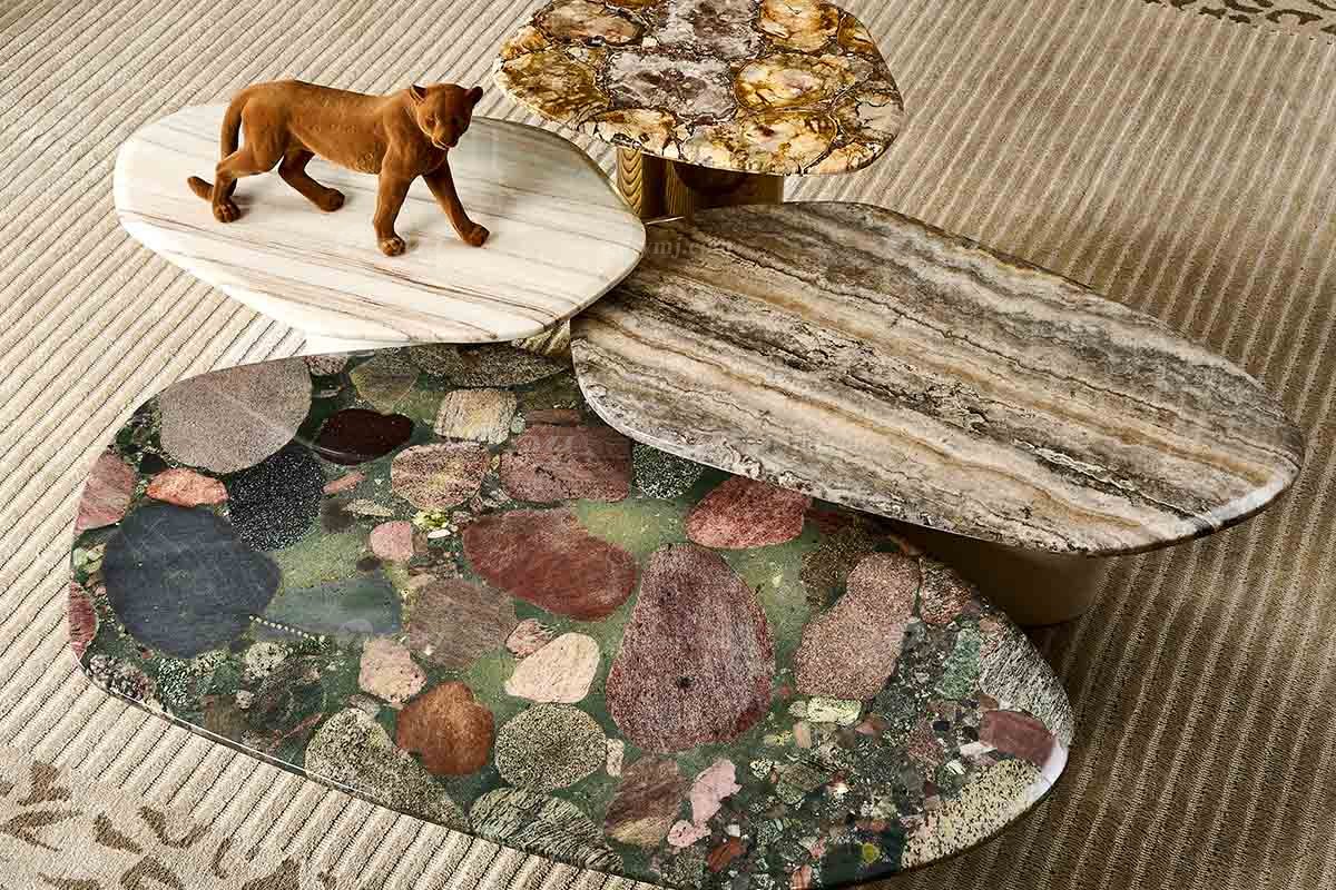 意式輕奢家具高端別墅會所家用時(shí)尚高級大理石組合茶幾FB119H4EA場景1