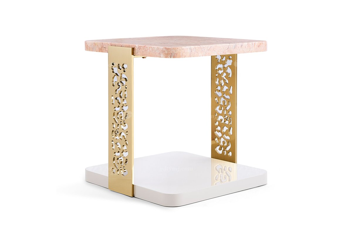 意式輕奢家具高端別墅會所家用時尚高級鈦金屬小方幾邊幾