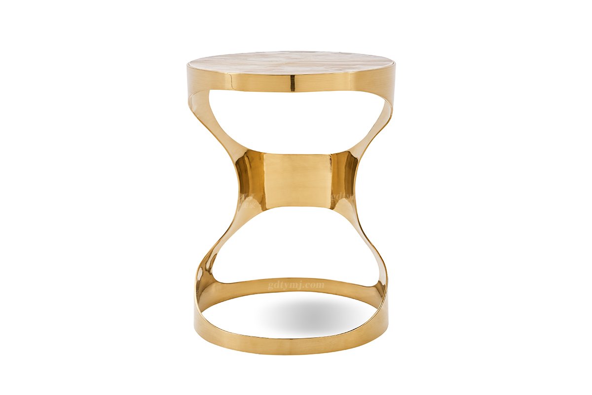 意式輕奢家具高端別墅會所家用時尚高級鈦金屬圓幾角幾