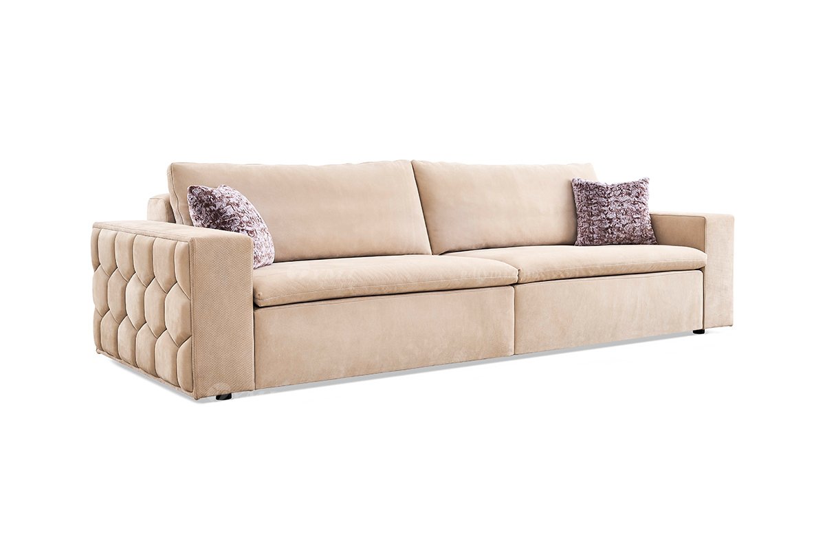 意式輕奢家具高端別墅會所家用時尚高級灰色真皮鏡面金屬三位沙發FB119SF3-1