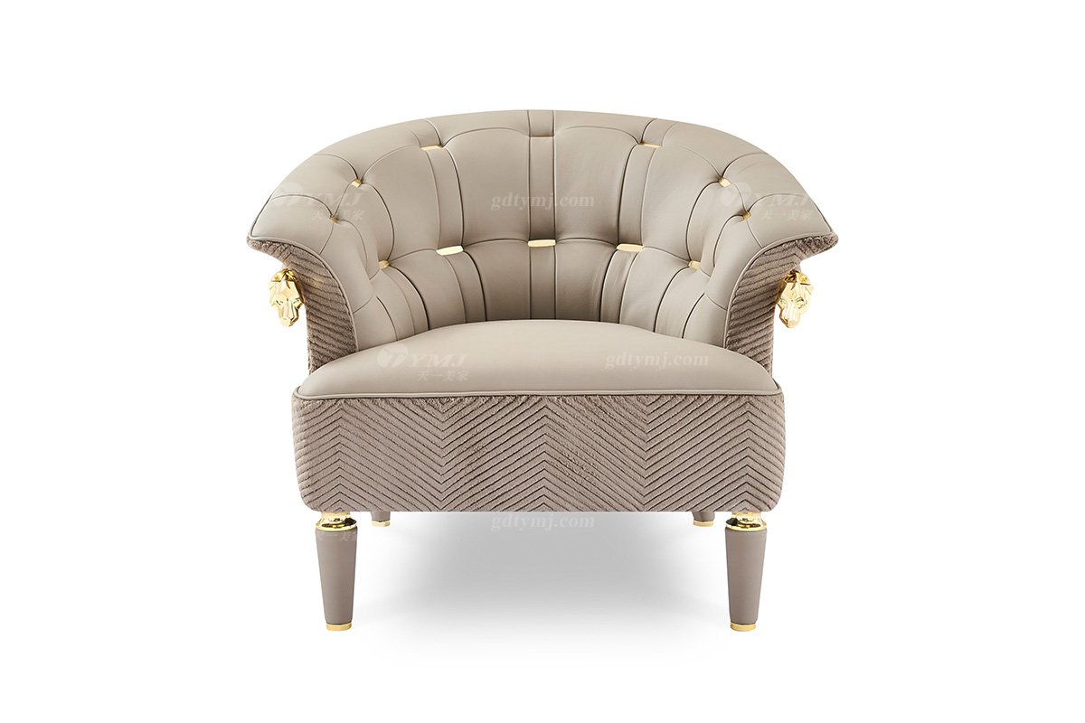 意式輕奢家具高端別墅會所家用時尚高級金屬灰色全皮單位沙發三位沙發