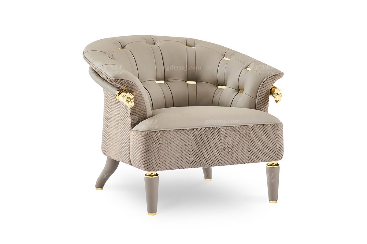 意式輕奢家具高端別墅會(huì)所家用時(shí)尚高級(jí)金屬灰色全皮單位沙發(fā)三位沙發(fā)FB123SF1-1