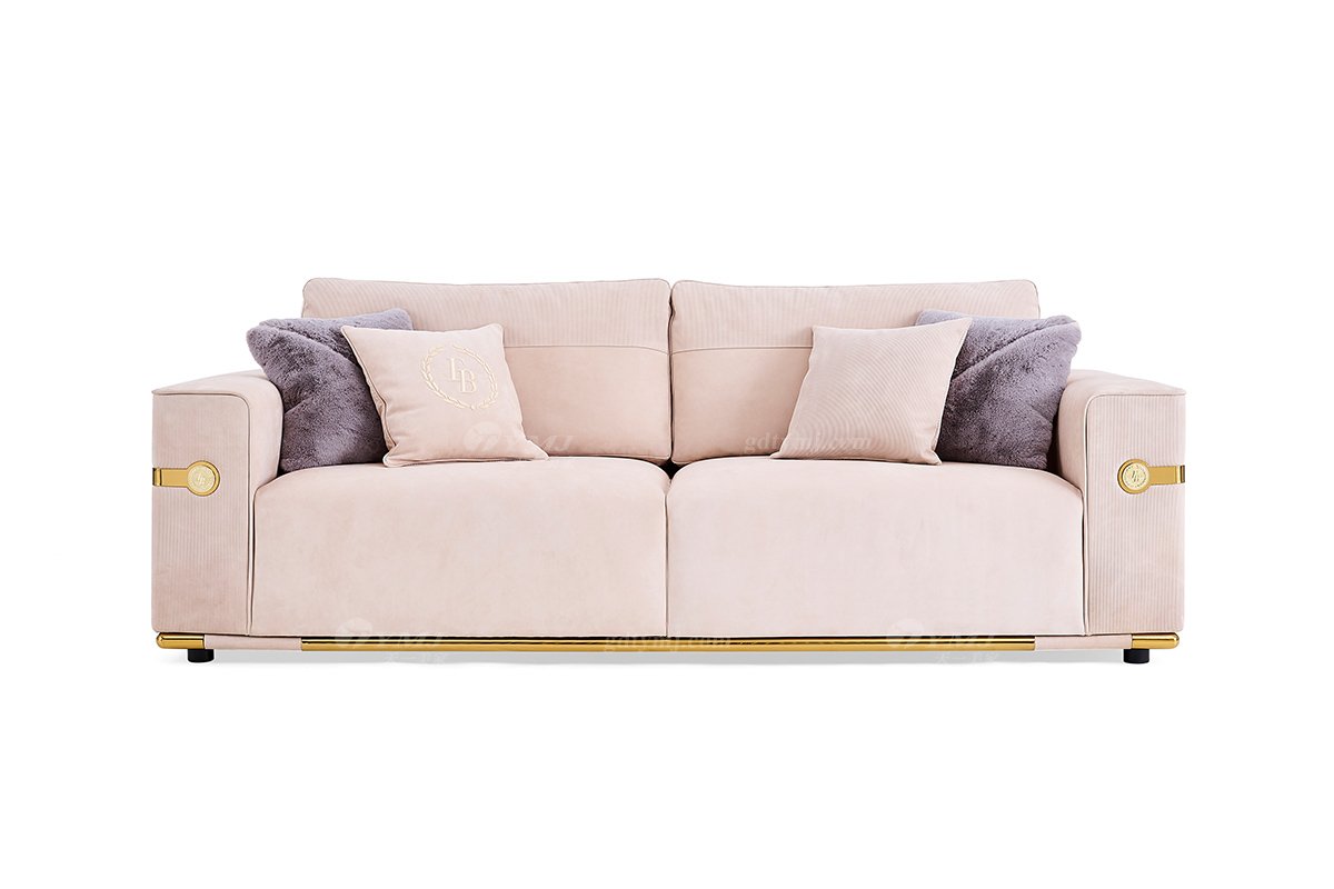 意式輕奢家具高端別墅會所家用時尚舒適大氣卡其色三位沙發