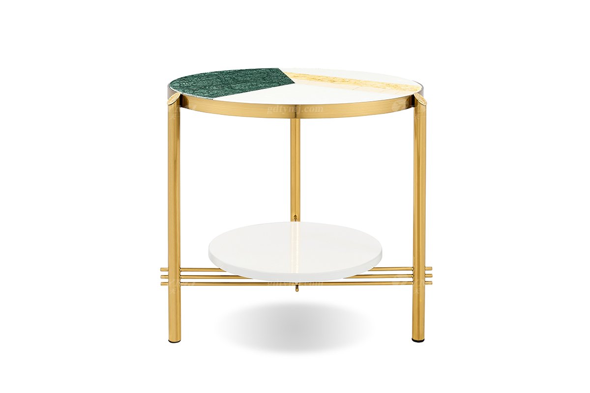 意式輕奢家具高端別墅會所家用時尚創意高級天然大理石拼花小圓幾