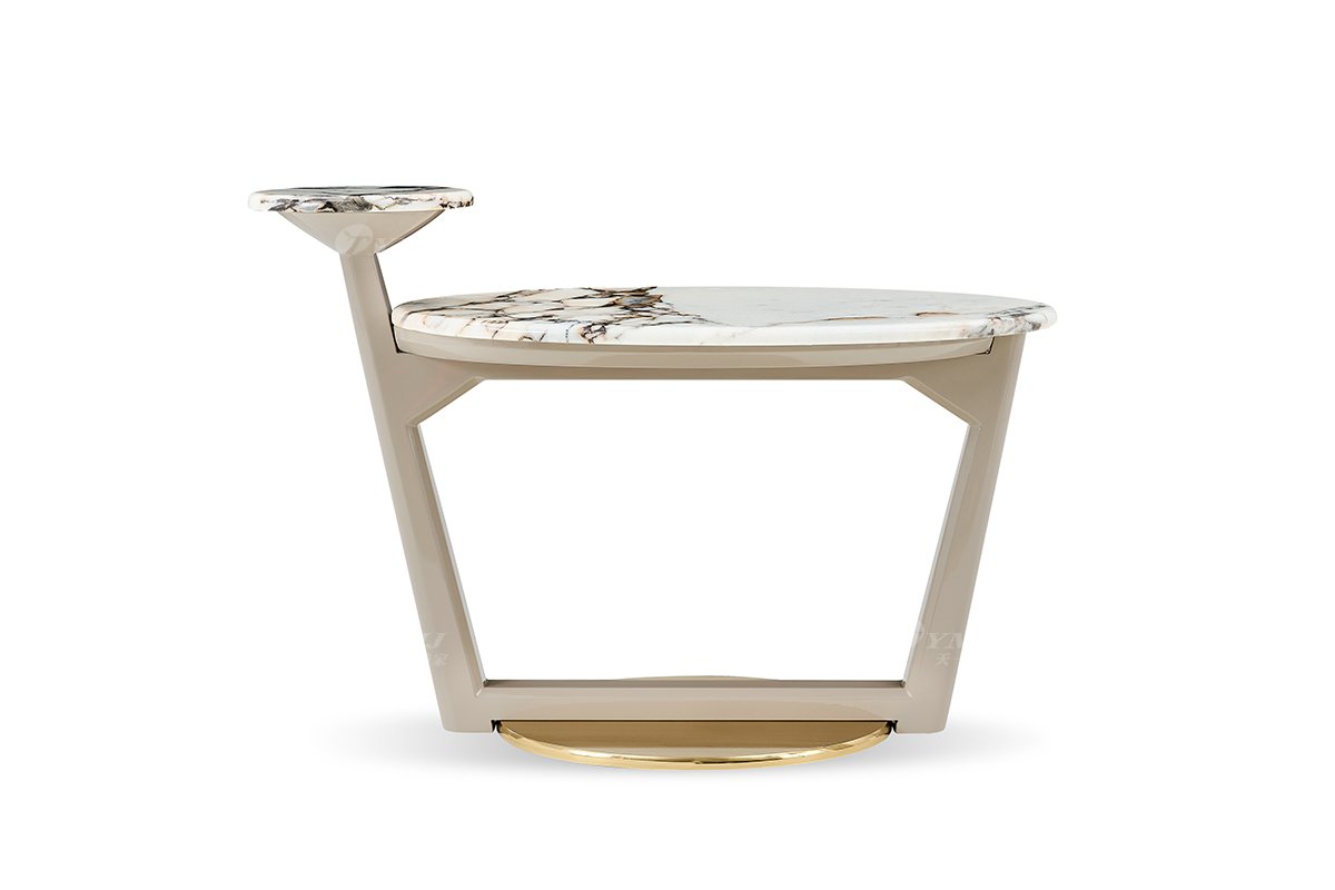 意式輕奢家具高端別墅會(huì)所家用時(shí)尚天然大理石大邊幾