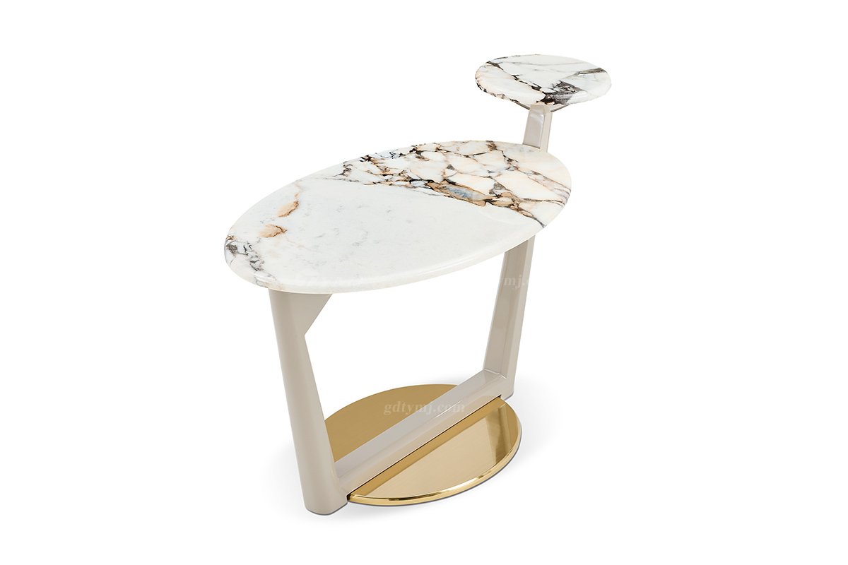 意式輕奢家具高端別墅會所家用時尚天然大理石大邊幾FB131H2L（1）