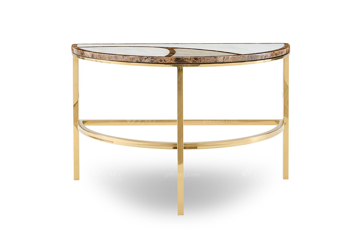 意式輕奢家具高端別墅會(huì)所大宅家用精致天然大理石半圓幾