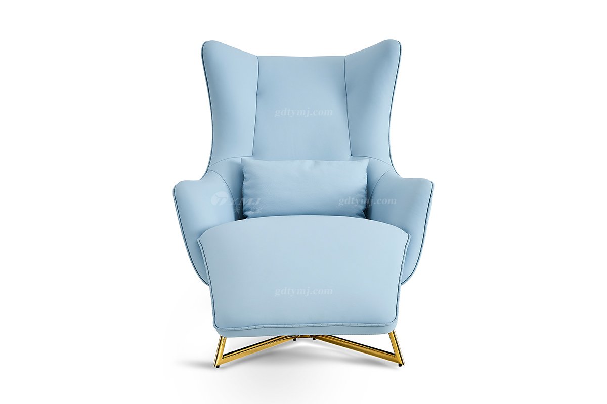意式輕奢家具高端別墅會(huì)所大宅家用舒適淺藍(lán)色真皮躺椅休閑椅
