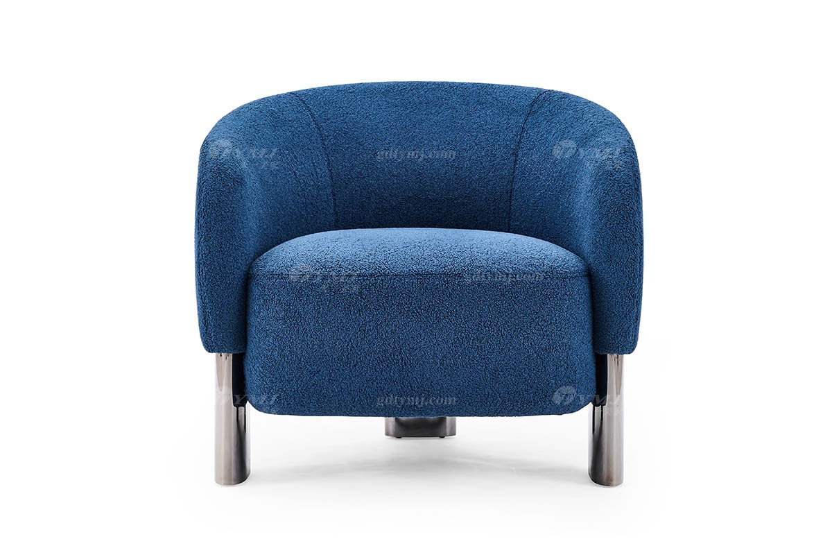 意式輕奢家具高端別墅會所大宅家用時尚舒適藍(lán)色絨布藝單位沙發(fā)休閑椅