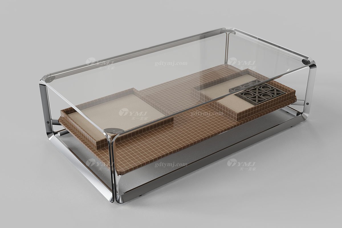  意式雅奢風格家具高端別墅會所家具簡約高級不銹鋼+玻璃方茶幾LT2306茶幾1