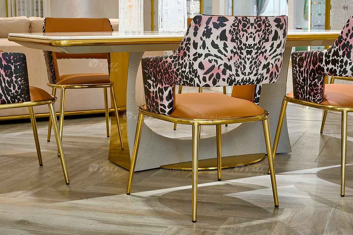 意式輕奢家具高端別墅會所大宅家用時尚奢華鈦金屬餐椅餐椅2