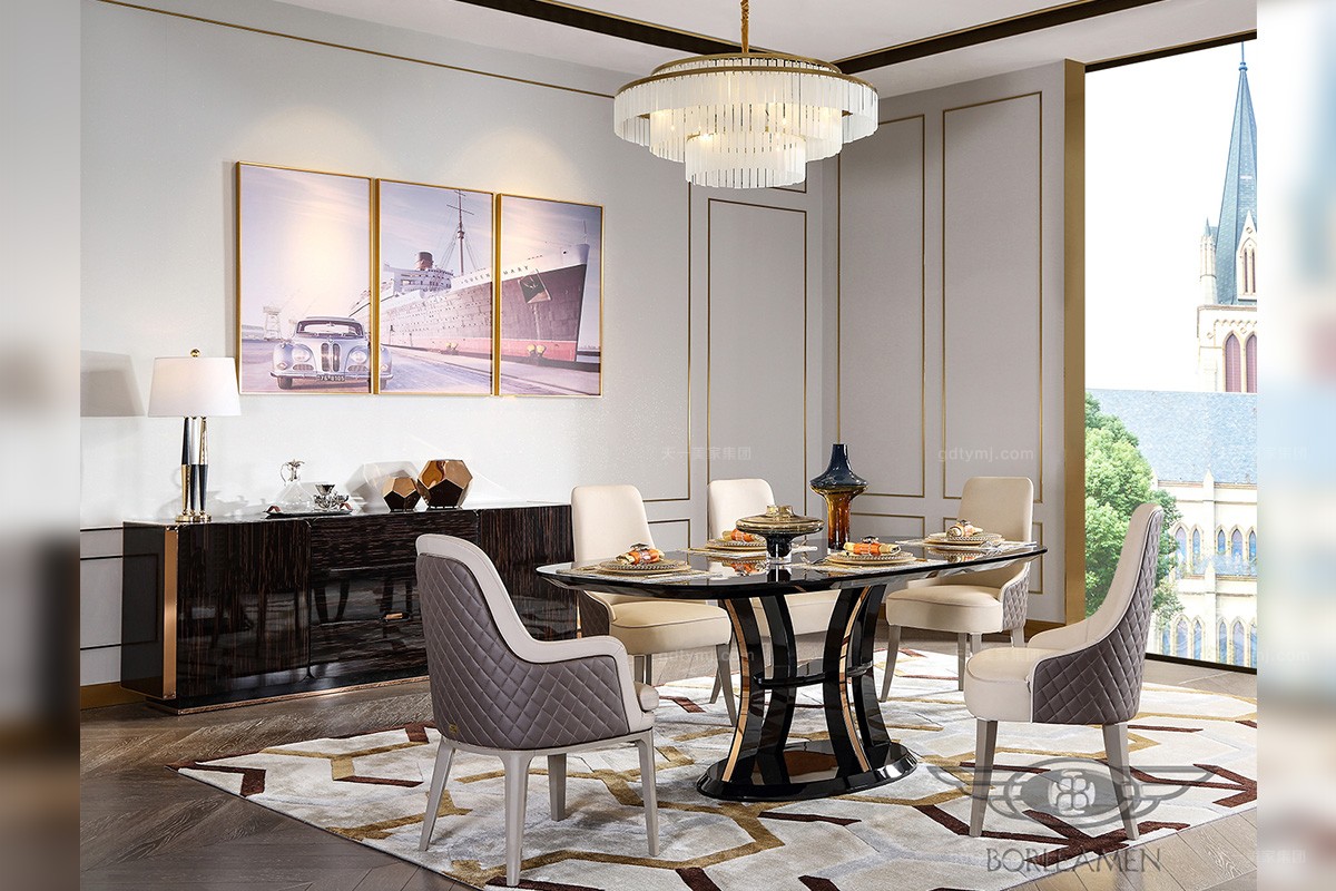 高檔輕奢風格家具天一美家餐桌椅