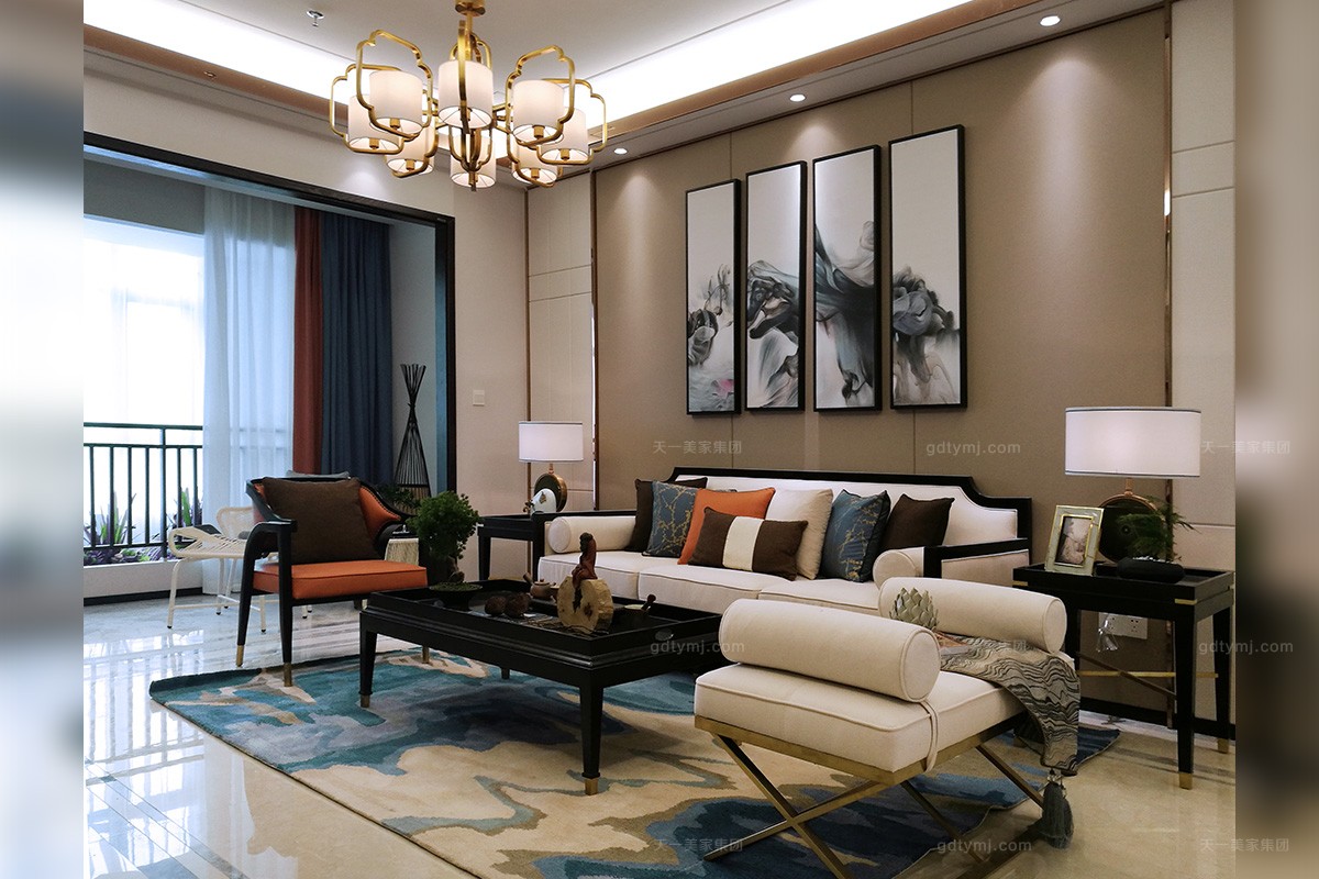 天一美家新中式輕奢客廳沙發