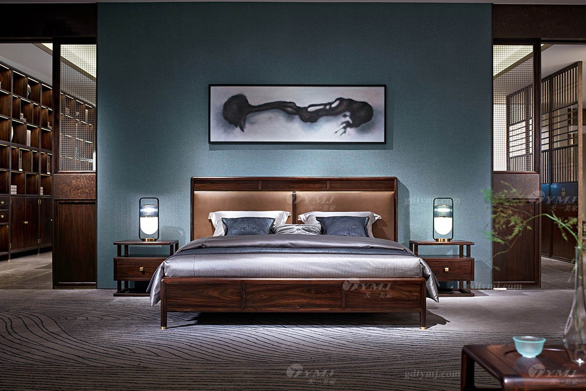 中式會所家具大床